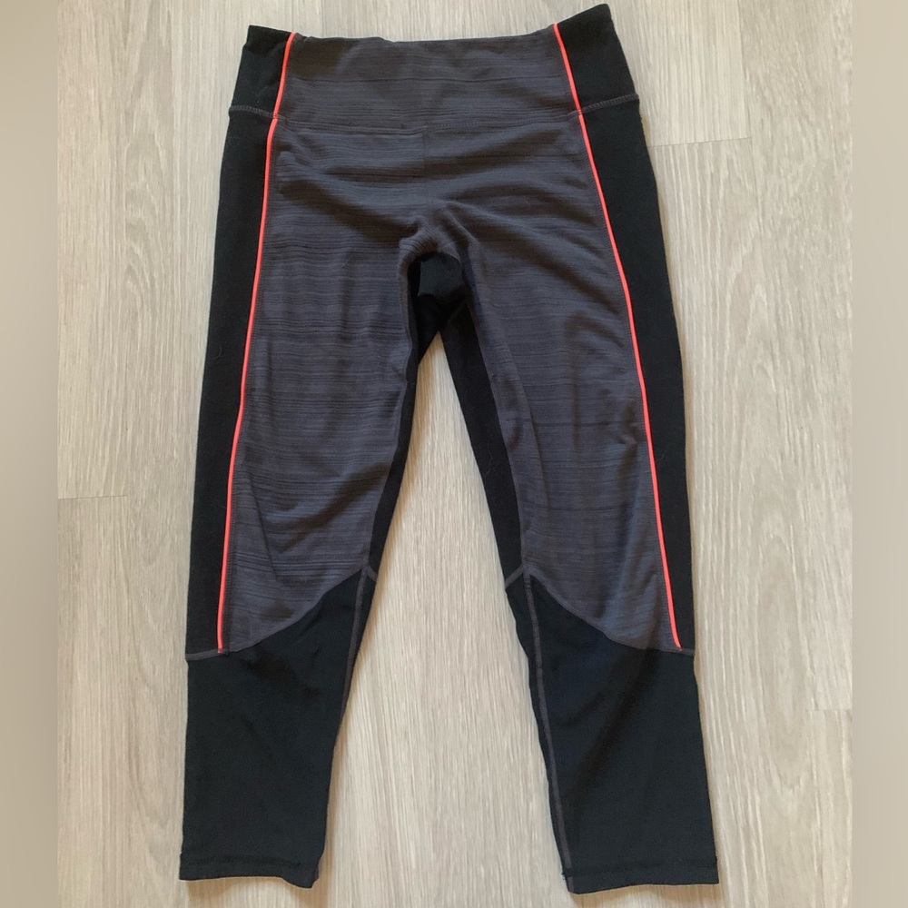 Zella Charcoal and Black Leggings with Orange Trim